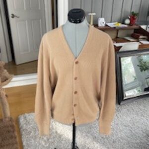 Vintage Tan Wool Cardigan - Arnold Palmer / Robert Bruce - L